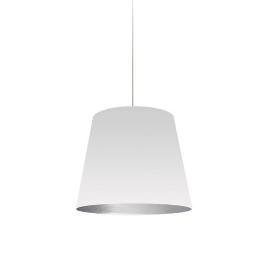 Dainolite Tapered Drum 14in 1-Light Pendant | White Silver Fabric and Polished Chrome | Kitchen Island & Dining Room | Model OD-S-691