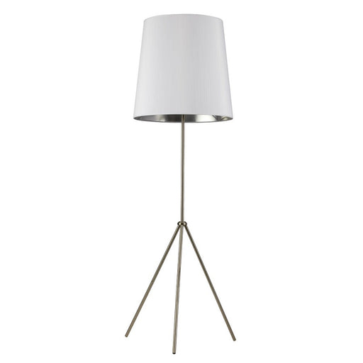 Dainolite Oversized Drum Collection 1-Light Floor Lamp | Modern Satin Chrome Metal and White Silver Fabric Shade | Living Room & | Model OD3-F-691-SC
