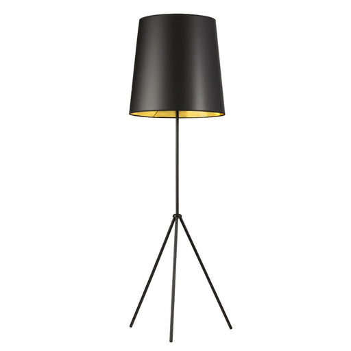 Dainolite Oversized Drum 66in 1-Light Floor Lamp | Modern Matte Black and Gold Fabric | Living Room & Reading Nook | 22 x 22 x 66 in | Model OD3-F-698-MB
