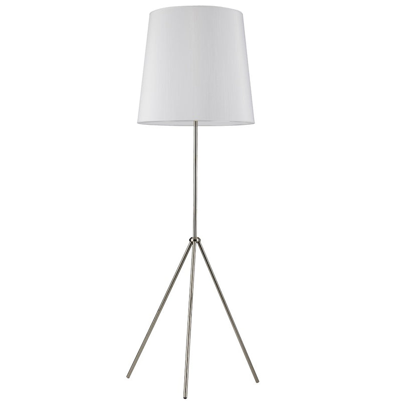 Dainolite Tripod 20in 1-Light Floor Lamp | Industrial White Metal and Jute Shade | Living Room & Reading Nook | 20 x 20 x 72 in | Model OD3-F-790-SC
