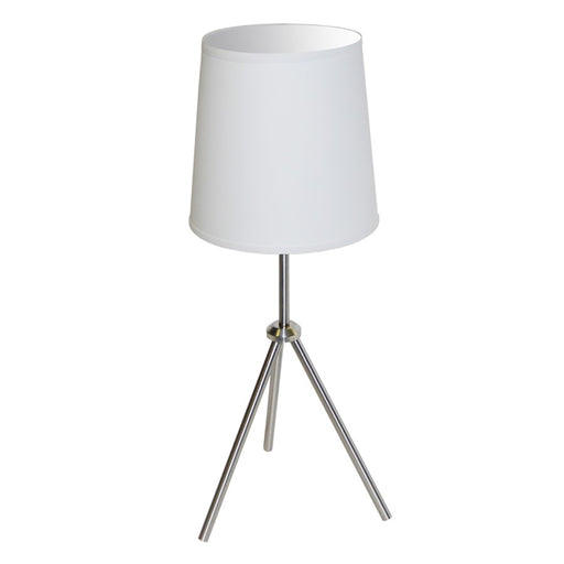 Dainolite Oversized Drum 10in Table Lamp | Modern Satin Chrome Metal and Silver Shade | Living Room & Bedroom Desk Light | 10 x 10 x | Model OD3T-S-790-SC