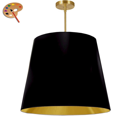 Dainolite Oversized Drum 26in 1-Light Pendant | Modern Black/Gold Fabric and Polished Chrome | Kitchen Island & Dining Room | Model ODR-L-698