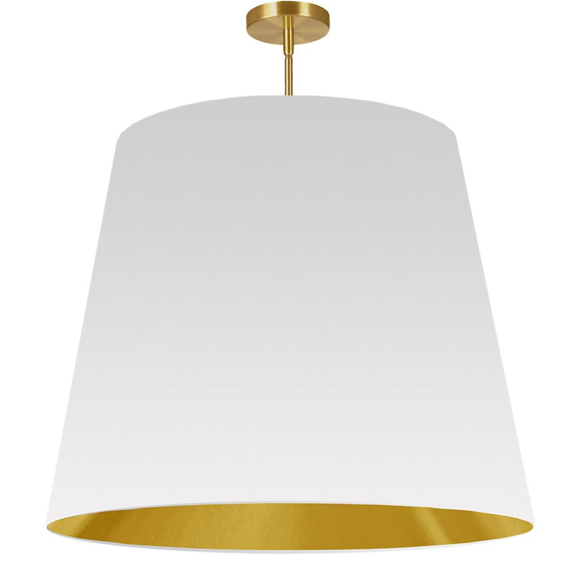 Dainolite Oversized Drum 32in 1-Light Pendant | Modern White/Gold Fabric and Polished Chrome Metal | Kitchen Island & Dining Room | Model ODR-XL-692