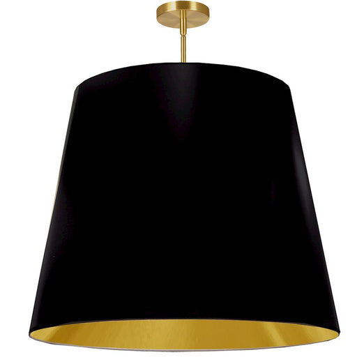 Dainolite Oversized Drum 32in 1-Light Pendant | Modern Black/Gold Fabric and Polished Chrome Metal | Kitchen Island & Dining Room | Model ODR-XL-698