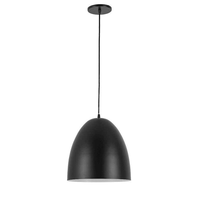 Dainolite Ofelia 1 Light 11.75" Pendant, Matte Black/Matte Black