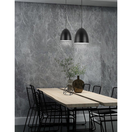 Dainolite Ofelia 1 Light 11.75" Pendant, Matte Black/Matte Black