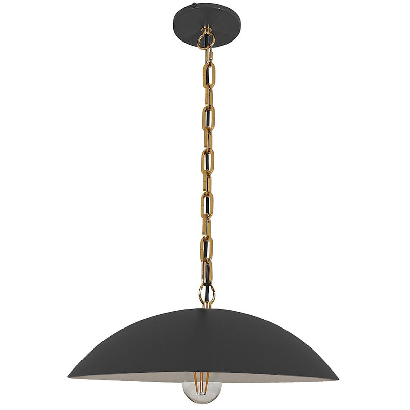 Dainolite Ofelia 1 Light 15.75" Pendant, Black/Matte Black