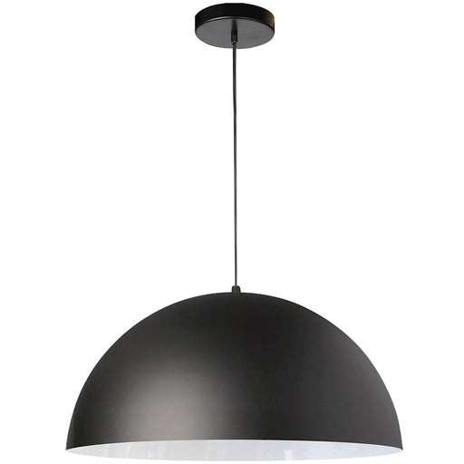Dainolite Ofelia 16in 1-Light Pendant | Transitional Matte Black Metal Dome | Kitchen Island & Dining Room | 16 x 16 x 8 in | Model OFE-161P-MB
