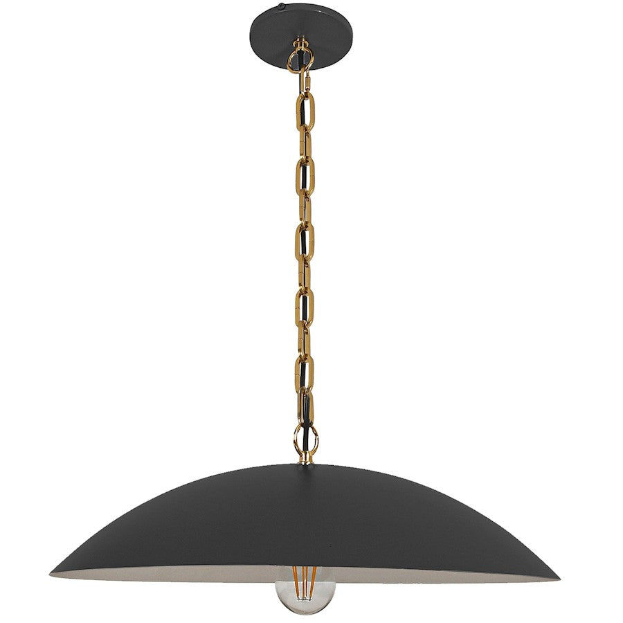 Dainolite Ofelia 1 Light 19.75" Pendant, Black/Matte Black - OFE-191P-MB-AGB