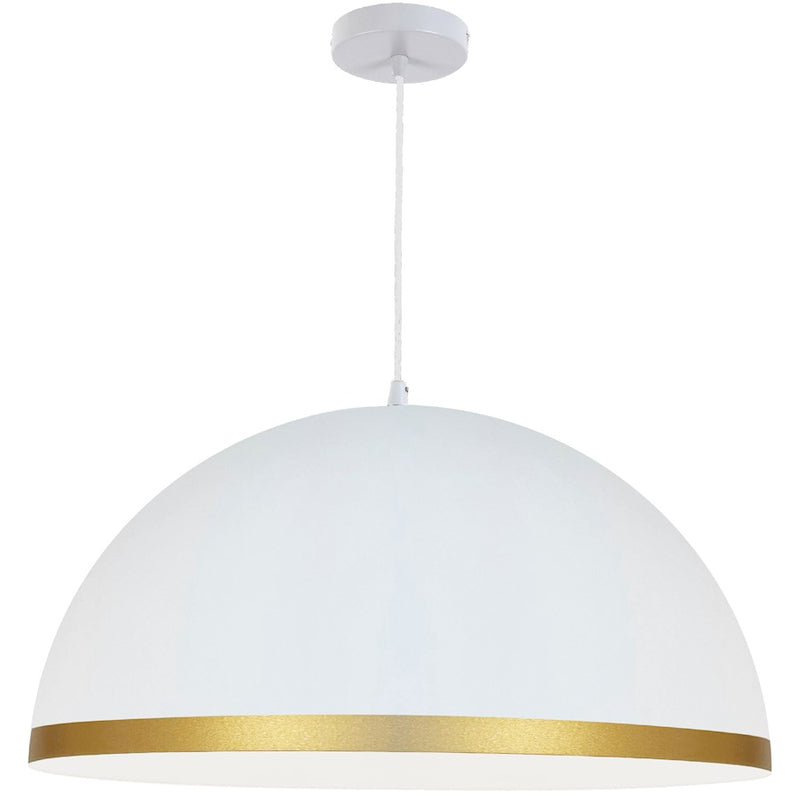 Dainolite Ofelia 20in 1-Light Pendant | Transitional Matte White and Gold Metal | Kitchen Island & Dining Room | Model OFE-201P-MW-GLD