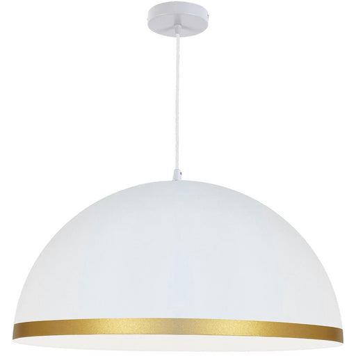 Dainolite Ofelia 20in 1-Light Pendant | Transitional Matte White and Gold Metal | Kitchen Island & Dining Room | Model OFE-201P-MW-GLD