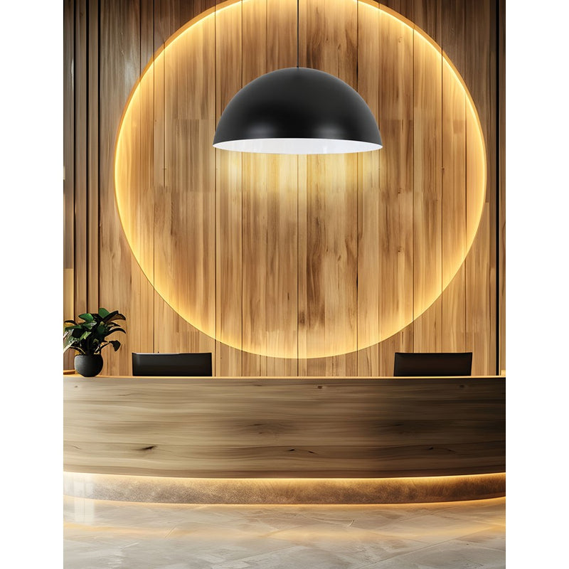 Dainolite Ofelia 31in 1-Light Pendant | Transitional Matte Black and White Metal | Kitchen Island & Dining Room | Model OFE-311P-MB