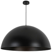 Dainolite Ofelia 31in 1-Light Dome Pendant | Transitional Matte Black Metal | Kitchen Island & Foyer | 31 x 31 x 16 in | Model OFE-311P-MB-MB