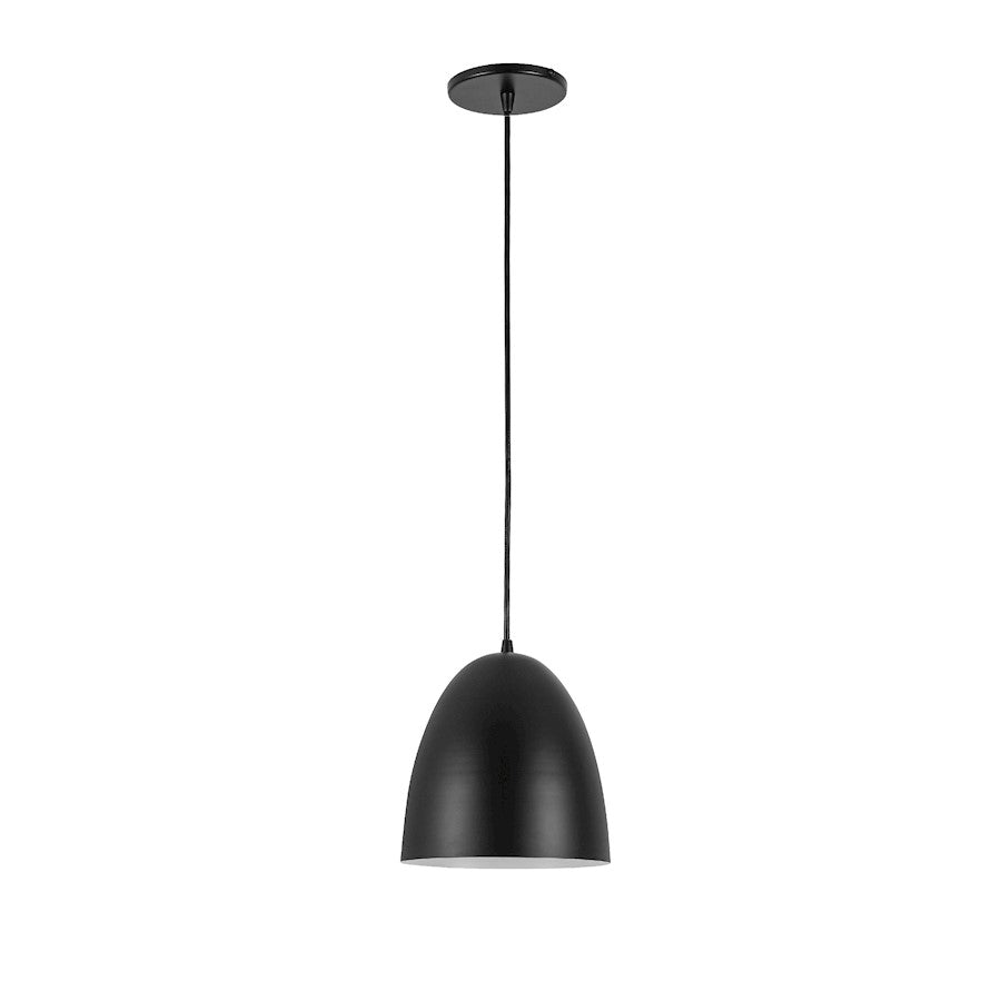 Dainolite Ofelia 1 Light 8" Pendant, Matte Black/Matte Black - OFE-71P-MB