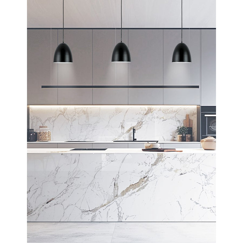 Dainolite Ofelia 8in 1-Light Dome Pendant | Transitional Matte Black Metal | Kitchen Island & Bar | 8 x 8 x 7 in | Model OFE-71P-MB