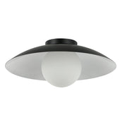 Dainolite Olivia 15.75in 1-Light Flush Mount | Contemporary Matte Black Metal and Opal Glass | Bathroom & Hallway | 15.75 x 15.75 x 4 | Model OLV-151FH-MB