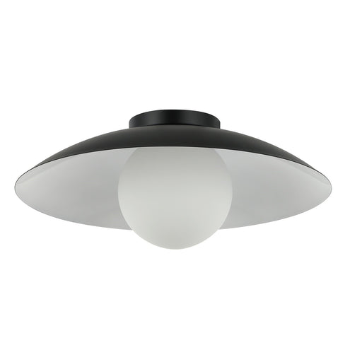 Dainolite Olivia 15.75in 1-Light Flush Mount | Contemporary Matte Black Metal and Opal Glass | Bathroom & Hallway | 15.75 x 15.75 x 4 | Model OLV-151FH-MB