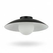 Dainolite Olivia 15.75in 1-Light Flush Mount | Contemporary Matte Black Metal and Opal Glass | Bathroom & Hallway | 15.75 x 15.75 x 4 | Model OLV-151FH-MB