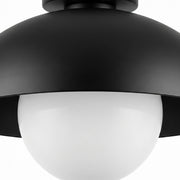 Dainolite Olivia 15.75in 1-Light Flush Mount | Contemporary Matte Black Metal and Opal Glass | Bathroom & Hallway | 15.75 x 15.75 x 4 | Model OLV-151FH-MB