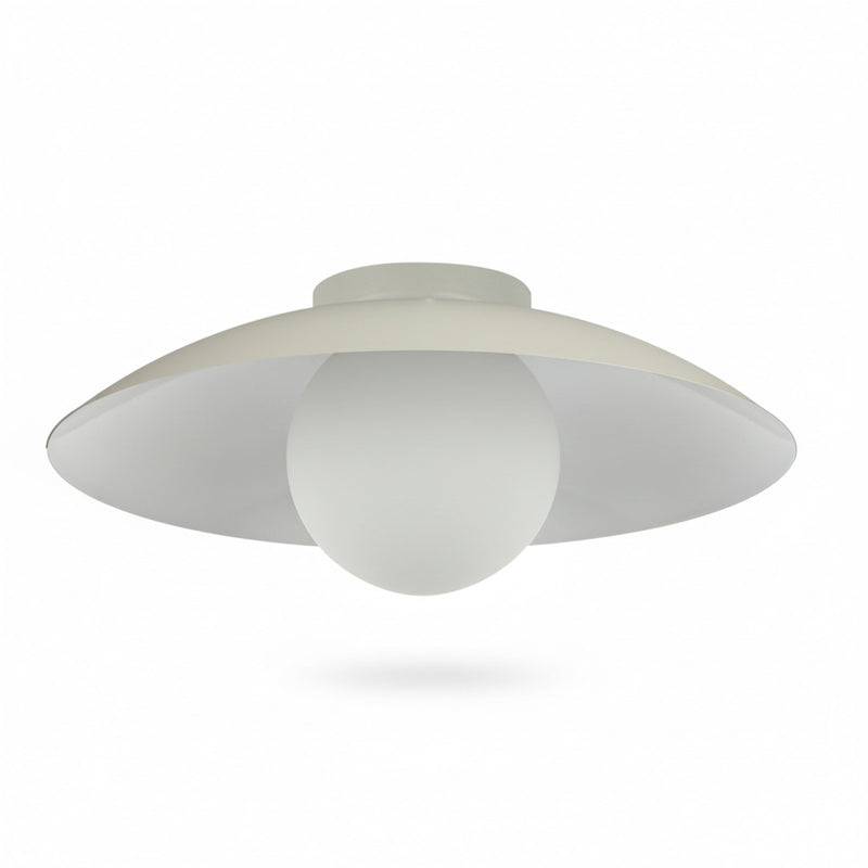 Dainolite Olivia 15.75in 1-Light Flush Mount | Contemporary Matte Beige Metal and Opal Glass | Bathroom & Hallway | 15.75 x 15.75 x | Model OLV-151FH-MBG