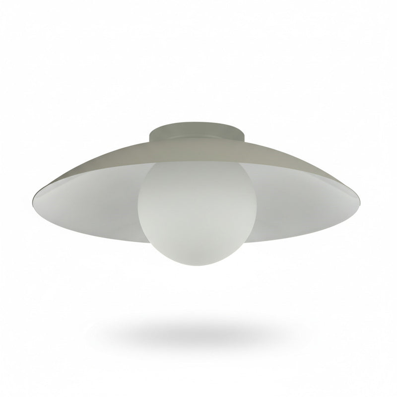 Dainolite Olivia 15.75in 1-Light Flush Mount | Contemporary Matte Linen Metal and Opal Glass | Bathroom & Hallway | 15.75 x 15.75 x | Model OLV-151FH-MLN