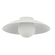Dainolite Olivia 15.75in 1-Light Flush Mount | Contemporary Matte White Metal and Opal Glass | Bathroom & Hallway Ceiling Light | Model OLV-151FH-MW