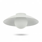 Dainolite Olivia 15.75in 1-Light Flush Mount | Contemporary Matte White Metal and Opal Glass | Bathroom & Hallway Ceiling Light | Model OLV-151FH-MW