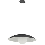 Dainolite Olivia 15.75in 1-Light Pendant | Contemporary Matte Black Metal and Opal Glass | Kitchen Island & Bathroom | 15.75 x 15.75 x | Model OLV-151P-MB