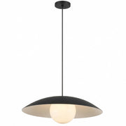 Dainolite Olivia 15.75in 1-Light Pendant | Contemporary Matte Black Metal and Opal Glass | Kitchen Island & Bathroom | 15.75 x 15.75 x | Model OLV-151P-MB