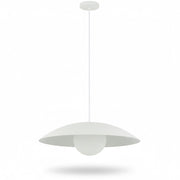 Dainolite Olivia 16in 1-Light Pendant | Contemporary Matte White Metal and Opal Glass | Kitchen Island & Bathroom | 15.75 x 15.75 x 4 | Model OLV-151P-MW