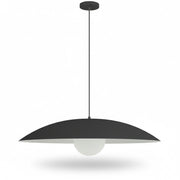 Dainolite Olivia 24in 1-Light Pendant | Contemporary Matte Black Metal and Opal Glass | Kitchen Island & Bathroom | 23.5 x 23.5 x 5 in | Model OLV-241P-MB