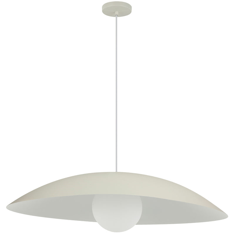 Dainolite Olivia 24in 1-Light Pendant | Contemporary Matte Beige Metal and Opal Glass | Kitchen Island & Bathroom | 23.5 x 23.5 x 5 in | Model OLV-241P-MBG