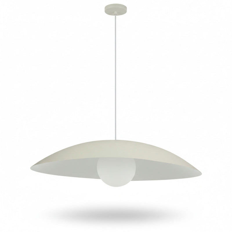 Dainolite Olivia 24in 1-Light Pendant | Contemporary Matte Beige Metal and Opal Glass | Kitchen Island & Bathroom | 23.5 x 23.5 x 5 in | Model OLV-241P-MBG