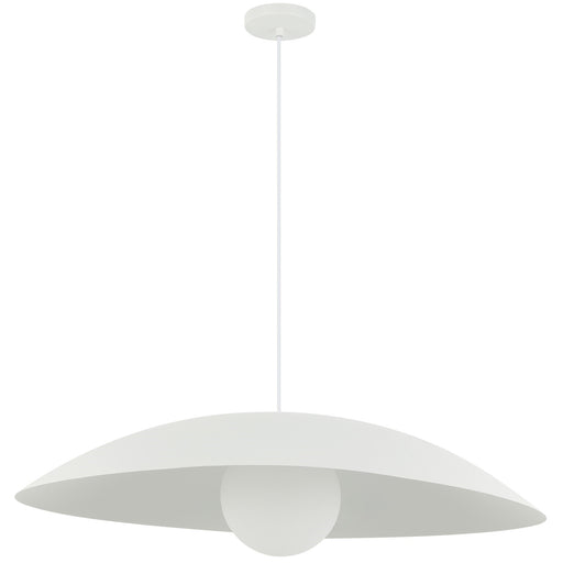 Dainolite Olivia 24in 1-Light Pendant | Contemporary Matte White Metal and Opal Glass | Kitchen Island & Bathroom | 23.5 x 23.5 x 5 in | Model OLV-241P-MW