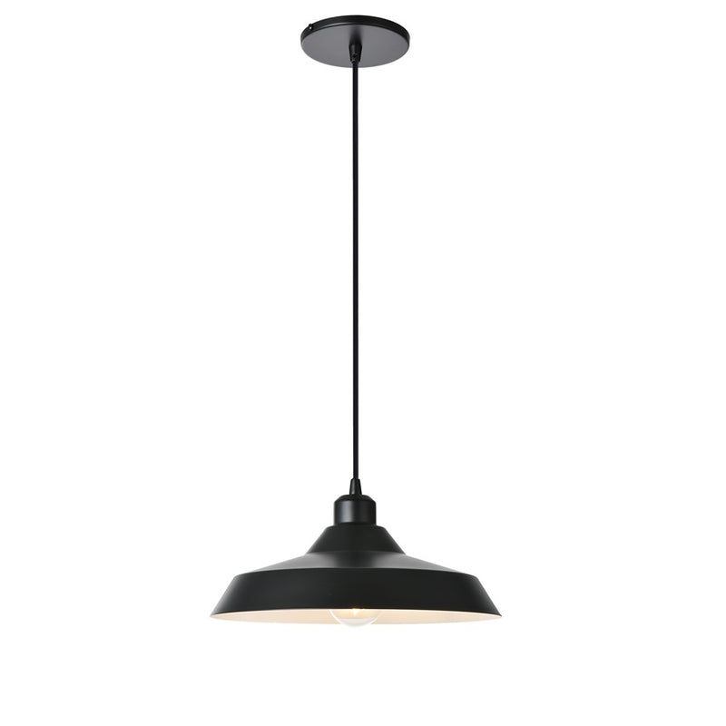 Dainolite Olya 12in 1-Light Pendant | Vintage Matte Black Metal | Kitchen Island & Dining Room | 12 x 12 x 5.5 in | Model OLY-121P-MB