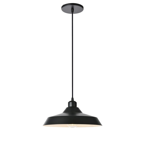 Dainolite Olya 12in 1-Light Pendant | Vintage Matte Black Metal | Kitchen Island & Dining Room | 12 x 12 x 5.5 in | Model OLY-121P-MB