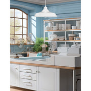 Dainolite Olya 12in 1-Light Pendant | Vintage Matte White Metal | Kitchen Island & Dining Room | 12 x 12 x 5.5 in | Model OLY-121P-MW