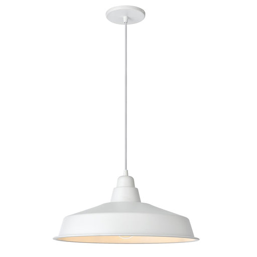 Dainolite Olya 16in 1-Light Pendant | Vintage Matte White Metal | Kitchen Island & Dining Room | 16 x 16 x 8 in | Model OLY-161P-MW