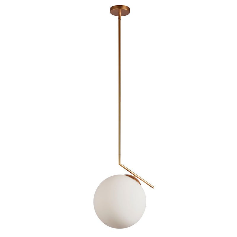Dainolite Orion 14in 1-Light Pendant | Plated Gold and White Glass | Kitchen Island & Dining Room | 12 x 14 x 16 in | Model ORN-141P-GLD