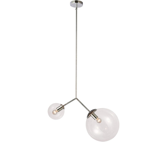 Dainolite Orion 21in 2-Light Pendant | Modern Polished Chrome and Clear Glass | Kitchen Island & Dining Room | 21 x 12 x 16 in | Model ORN-212P-PC