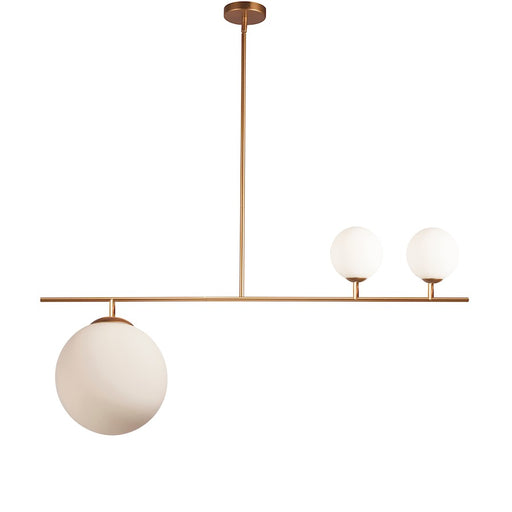 Dainolite Orion 36in 3-Light Pendant | Painted Gold and Frosted Glass | Kitchen Island & Dining Room | 12 x 36 x 14.5 in | Model ORN-363P-GLD