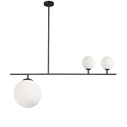 Dainolite Orion 36in 3-Light Pendant | Contemporary Matte Black and White Glass | Kitchen Island & Dining Room | 12 x 36 x 14.5 in | Model ORN-363P-MB