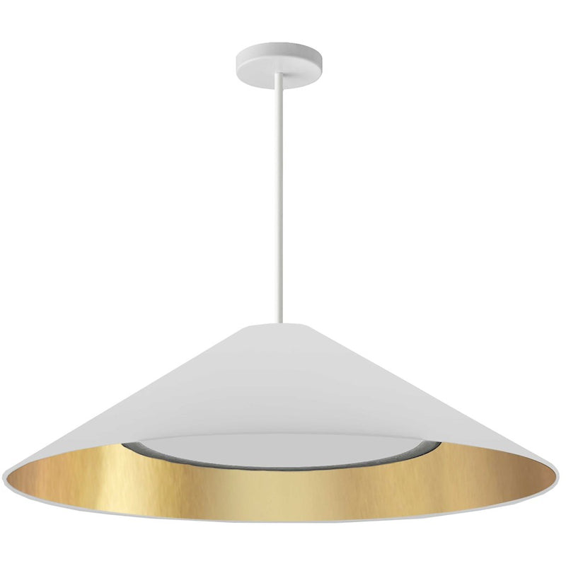 Dainolite Padme 26in 1-Light Pendant | Contemporary White Fabric and Matte White Metal | Kitchen Island & Dining Room | 26 x 26 x | Model PAD-2630P-MW-692