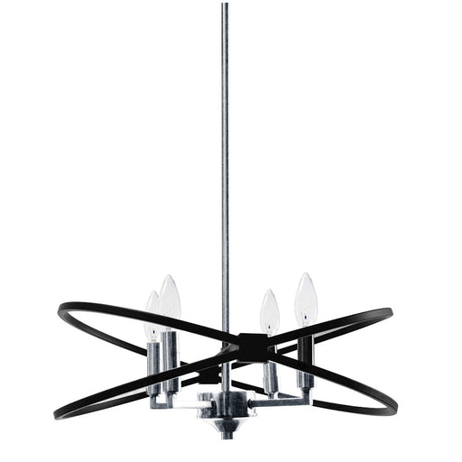 Dainolite Paloma 18in 4-Light Chandelier | Polished Chrome and Matte Black Metal | Kitchen & Dining Room | 18 x 18 x 6 in | Model PAL-184C-PC-MB