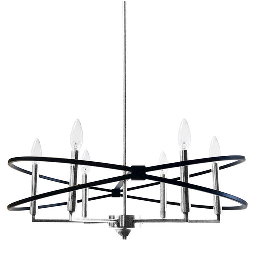 Dainolite Paloma 27in 6-Light Chandelier | Polished Chrome and Matte Black Metal | Dining Room & Living Room | 27 x 27 x 6 in | Model PAL-276C-PC-MB