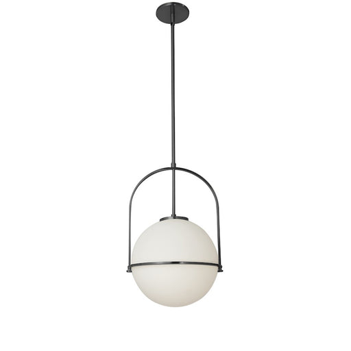 Dainolite Paola 12in 1-Light Pendant | Contemporary Matte Black and White Opal Glass | Kitchen Island & Dining Room | Model PAO-121P-MB