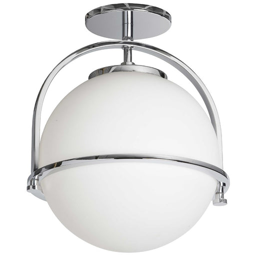 Dainolite Paola 12in 1-Light Semi-Flush Mount | Transitional Polished Chrome and White Opal Glass | Hallway & Bedroom | Model PAO-121SF-PC