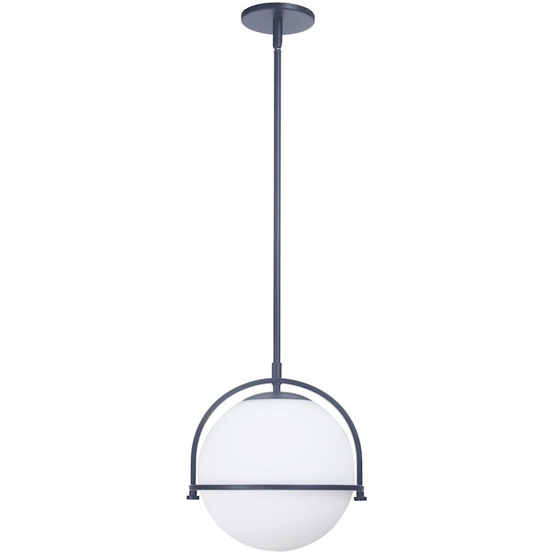 Dainolite Paola 11in 1-Light Pendant | Contemporary Matte Black and White Glass | Kitchen Island & Foyer | 11 x 11 x 12 in | Model PAO-131P-MB