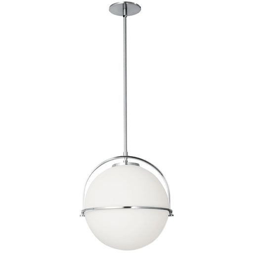 Dainolite Paola 11in 1-Light Pendant | Contemporary Polished Chrome and White Glass | Kitchen Island & Foyer | 11 x 11 x 12 in | Model PAO-131P-PC