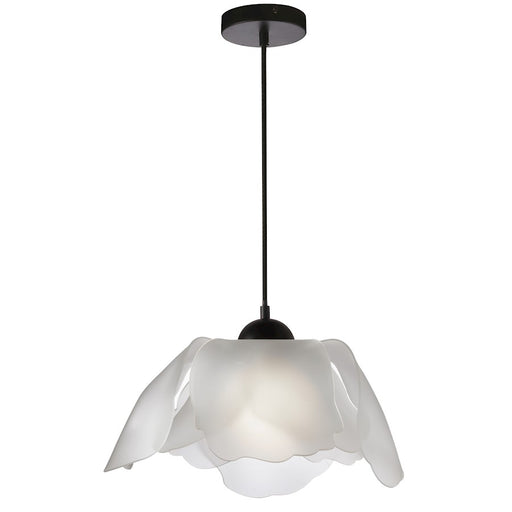 Dainolite Passion 17in 1-Light Pendant | Transitional Matte Black and Frosted White Acrylic | Kitchen & Dinette | Model PAS-171P-MB-WH